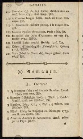 170-178, (c) Romanen. - (d) Dramatische Schriften.