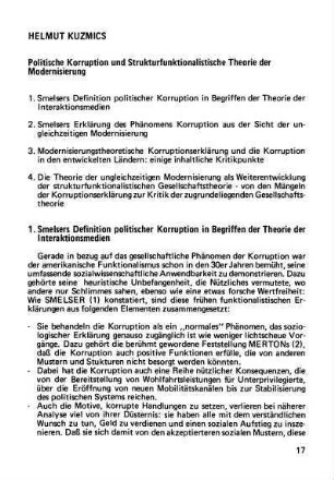 17-33, Politische Korruption und strukturfunktionalistische Theorie der Modernisierung