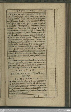 Caput VIII. De Y Primarum Syllabarum longo