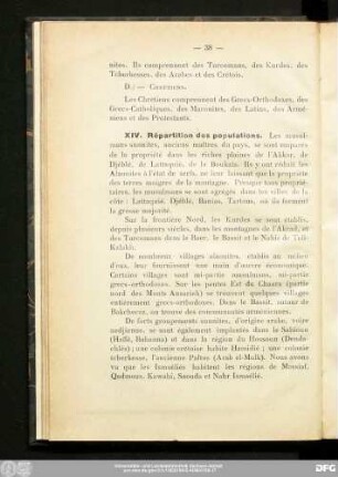 XIV. Répartition des populations.
