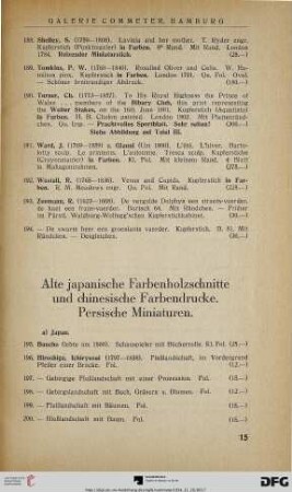 Alte japanische Farbenholzschnitte und chinesische Farbendrucke. Persische Miniaturen (Nr. 195-234)