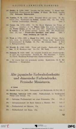 Alte japanische Farbenholzschnitte und chinesische Farbendrucke. Persische Miniaturen (Nr. 195-234)