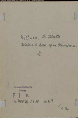 Zivilstandsregister der katholischen Gemeinde Rolfzen, Kreis Höxter (GHT 1810) (Gemeinde: Katholische Gemeinde Rolfzen)