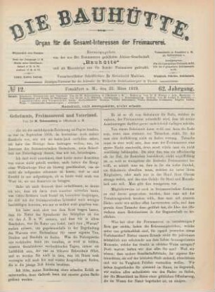 No 12. Frankfurt a. M., den 22. März 1919. 62. Jahrgang.