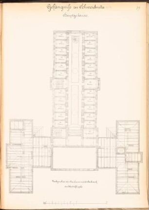 Gefängnis, Schweidnitz: Hauptgebäude Grundriss 2.OG und DG des Querhauses