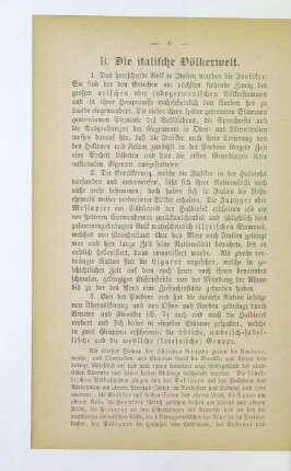B. Die italische Völkerwelt