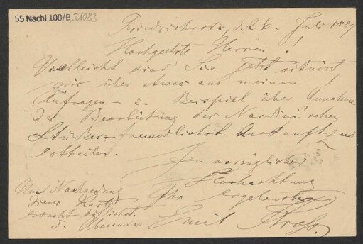 Brief an B. Schott's Söhne : 26.07.1889