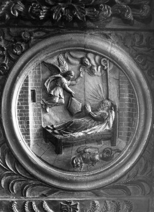Szene aus dem Leben des Heiligen Renan von Locronan, Tod und Himmelfahrt : Szene aus dem Leben des Heiligen Renan von Locronan, Tod und Himmelfahrt (1701/1715?). Locronan, Église Paroissiale Saint-Ronan