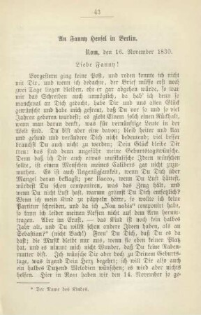 An Fanny Hensel in Berlin. Rom, den 16. November 1830
