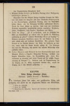 XXXVIII. Ueber Anlage lebendiger Zäune