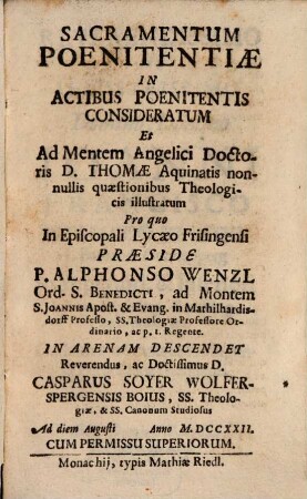 Sacramentum poenitentiae in actibus poenitentis consideratum ...