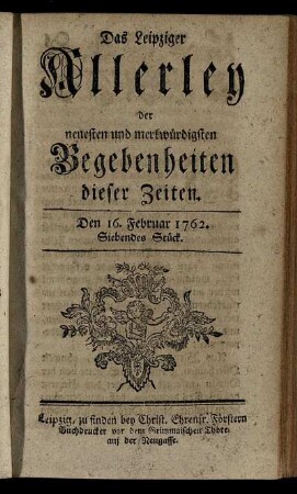 Den 16. Februar 1762. Siebendes Stück.
