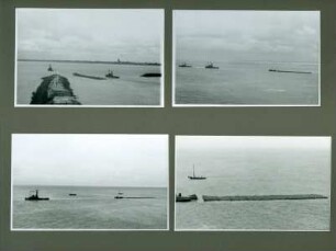 Leitdamm am Mittelgrund an der Küste bei Cuxhaven, 1950