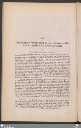 VIII. Erscheinungen, welche nicht an der positiven, sondern an der negativen Elektrode stattfinden