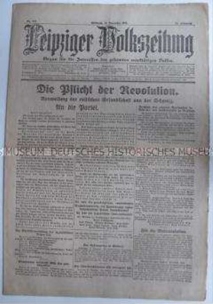 Unabhängige sozialdemokratische Tageszeitung "Leipziger Volkszeitung" über revolutionäre Ereignisse in verschiedenen Ländern Europas