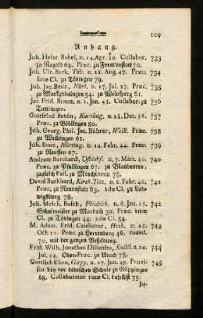 109-112, Anhang. Verzeichniß der sämtl. Schul-Diener in dein Herzogthum Würtemberg.
