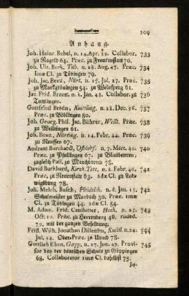 109-112, Anhang. Verzeichniß der sämtl. Schul-Diener in dein Herzogthum Würtemberg.