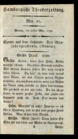 Nro. 20. Montag, den 21sten May, 1792