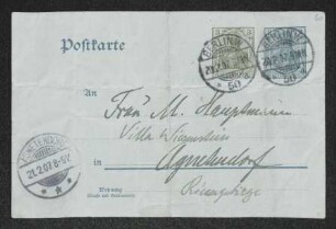 Brief von Walter Leistikow an Margarete Hauptmann