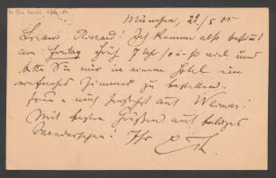 Postkarte an August Richard : 22.05.1905