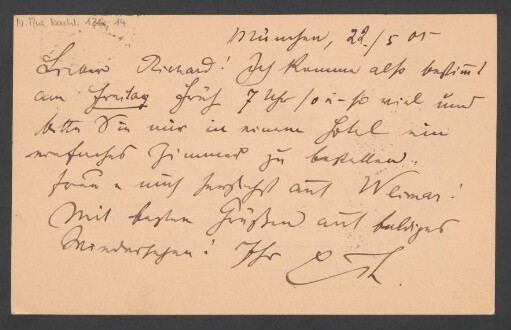 Postkarte an August Richard : 22.05.1905
