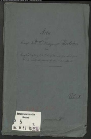 Belegakte zu den Zivilstandsregistern der Dissidenten mit den Orten Evingsen, Iserlohn und Kalle (T 1847-1872)