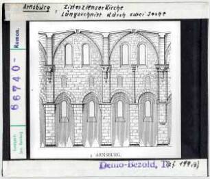 Arnsburg: Zisterzienserkirche, Längsschnitt durch zwei Joche