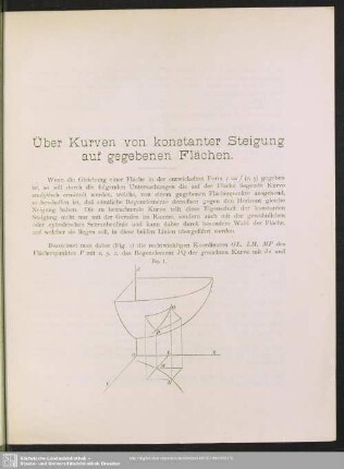 Über Kurven von konstanter Steigung auf gegebenen Flächen