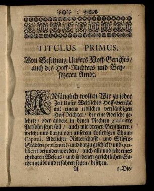 Titulus Primus. Von Bestzung Unsers Hoff-Gerichts/... - Titulus X. Der Botten Eyd.