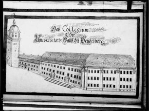 Heidelberg Aus Thesaurus Palatinus Zeichnung - Collegium des Universitätshaus zu Heidelberg