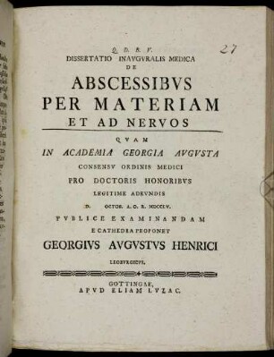 Dissertatio Inauguralis Medica De Abscessibus Per Materiam Et Ad Nervos