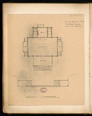 Ländlicher Pavillon Monatskonkurrenz Juli 1883: Grundriss Erdgeschoss 1:75; Maßstabsleiste