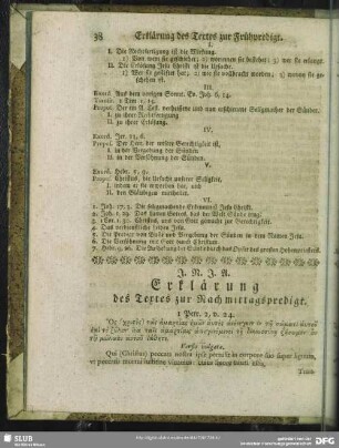 Erklärung des Textes zur Nachmittagspredigt