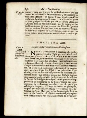 Chapitre XIII. Autres Considerations sur nôtre Connoissance
