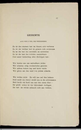 Gedichte : (aus dem II. Teil des Wendekreis) / [Karl Wolfskehl]