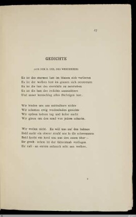 Gedichte : (aus dem II. Teil des Wendekreis) / [Karl Wolfskehl]