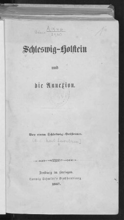 Schleswig-Holstein und die Annexion