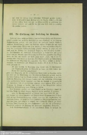 III. Die Einführung einer Vertretung der Gemeinde