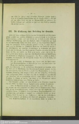 III. Die Einführung einer Vertretung der Gemeinde