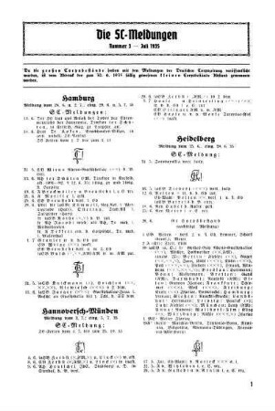 Die SC-Meldungen : Nummer 3 - Juli 1935