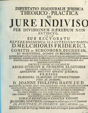 Dissertatio inauguralis juridica De jure indiviso per divisionem haeredum non extincto