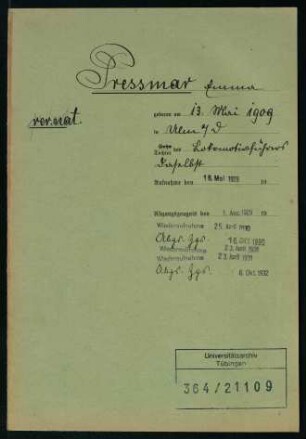 Pressmar, Emma * 13.05.1909