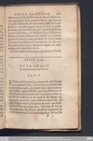 Titre XIX. De La Chasse.