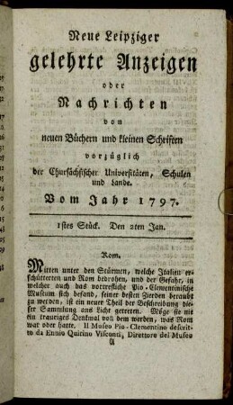 1stes Stück. Den 2ten Jan.