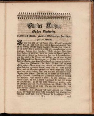 Erster Auftritt. Herr von Sturm. Frau von Mißwachs. Lottchen.