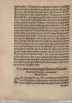 Das zwey und zwentzigste Capittel/Warumb Gott den Menschen erledigt mit Christi Todt.