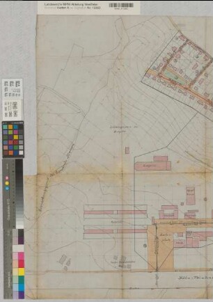 Hamm (Hamm) Zeche Sachsen Entwässerungsplan der Kolonie der Zeche Sachsen 1914 1 : 1000 80 x 100 farb. Zeichnung Bergämter B Nr. 5207
