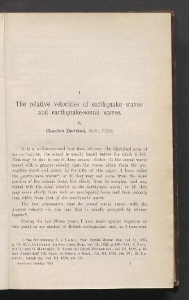 I. The relative velocities of earthquake waves and earthquake-sound waves