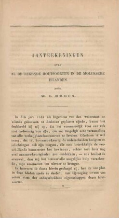 Aanteekeningen over al de bekende houtsoorten in de Moluksche eilanden door W. L. Brocx