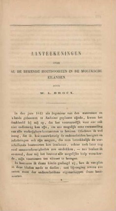 Aanteekeningen over al de bekende houtsoorten in de Moluksche eilanden door W. L. Brocx